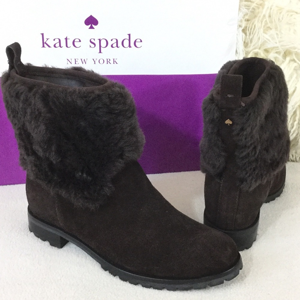 Kate Spade♠️BRAND NEW brown suede faux fur boots